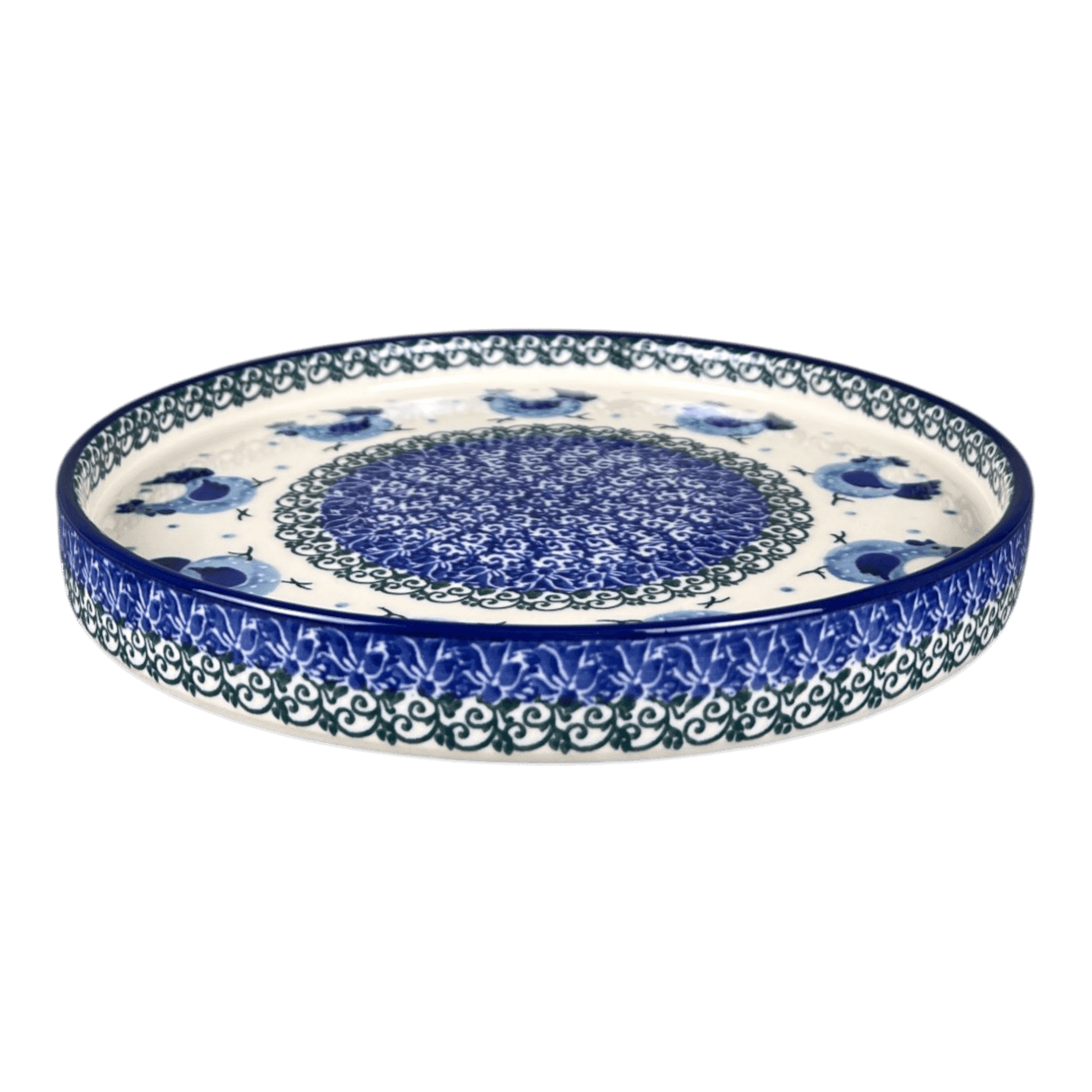 Small Round Tray, 7.75" in "Hens on the Run" by Ceramika Artystyczna | AE92-3329X