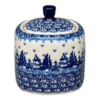 A picture of a Polish Pottery CA 4" Sugar Bowl (Winter Skies) | AF38-2826X as shown at PolishPotteryOutlet.com/products/4-sugar-bowl-winter-skies-af38-2826x