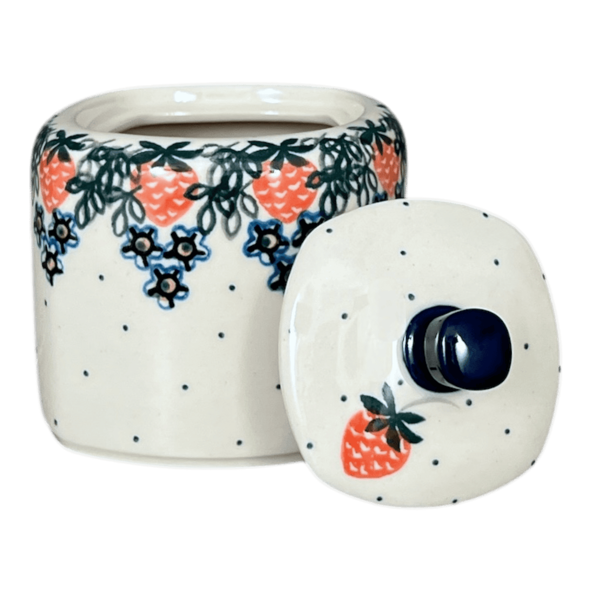 Bowl, Square, Sugar Bowl, 4" in "Strawberry Patch" by Ceramika Artystyczna | AF38-721X