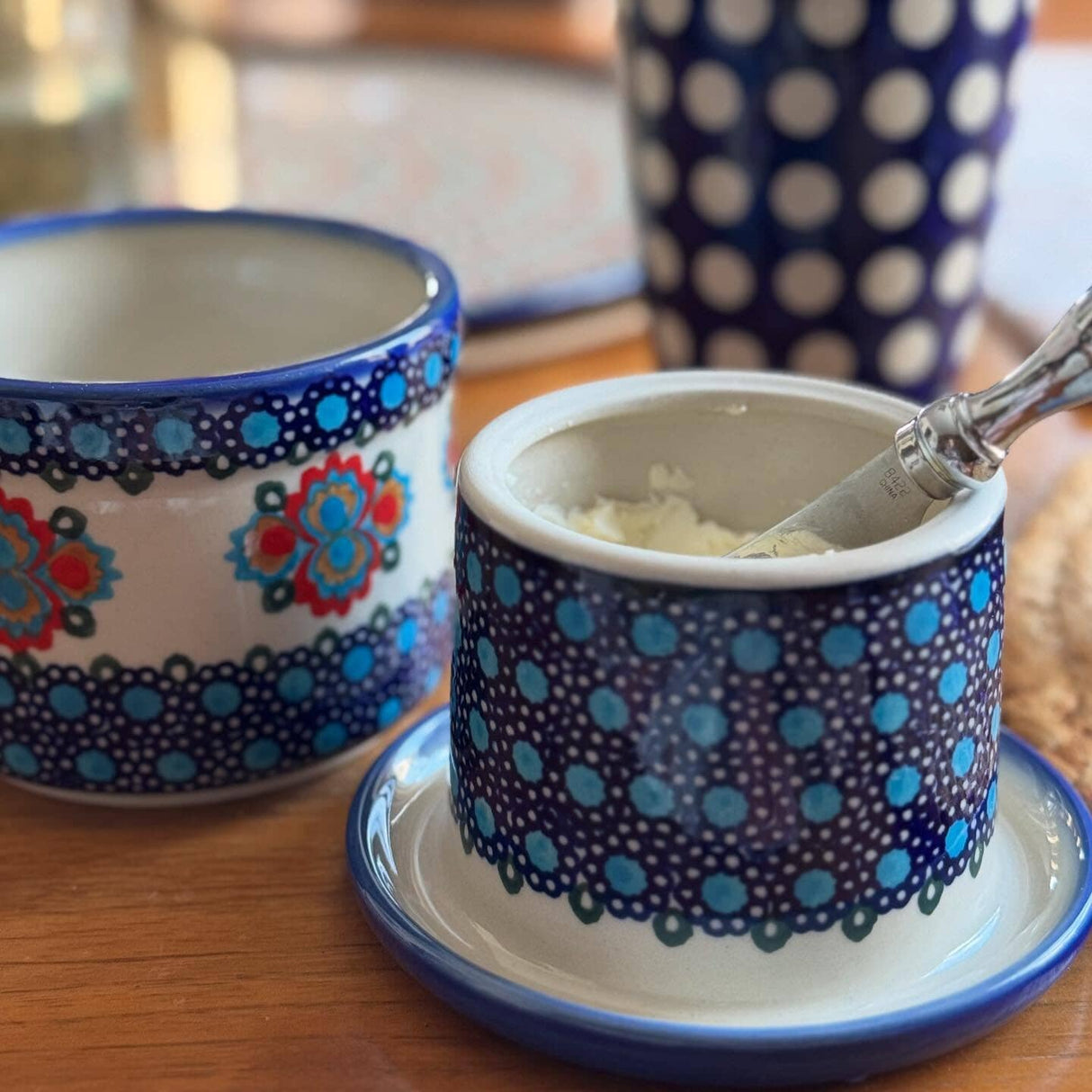 Butter Crock, 3.25" x 4.25" in "Polish Bouquet" by Andy | NDA344-82