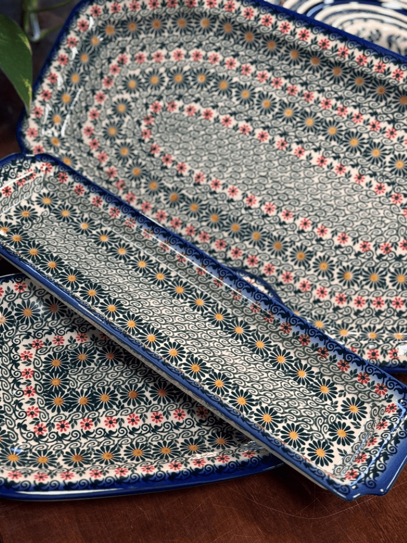 Tray, Platter, Angular, 10.5" x 18.5" in "Garden Breeze" by Andy | NDA333-A48