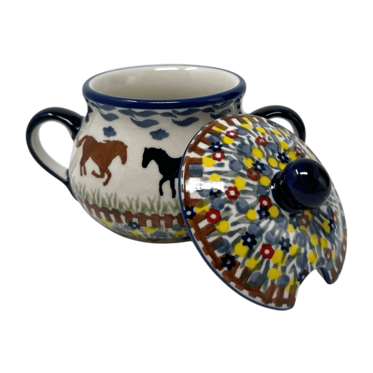 Bowl, Round, Sugar Bowl, 3.5" in "Wild Horses" by Manufaktura | C015S-INK1