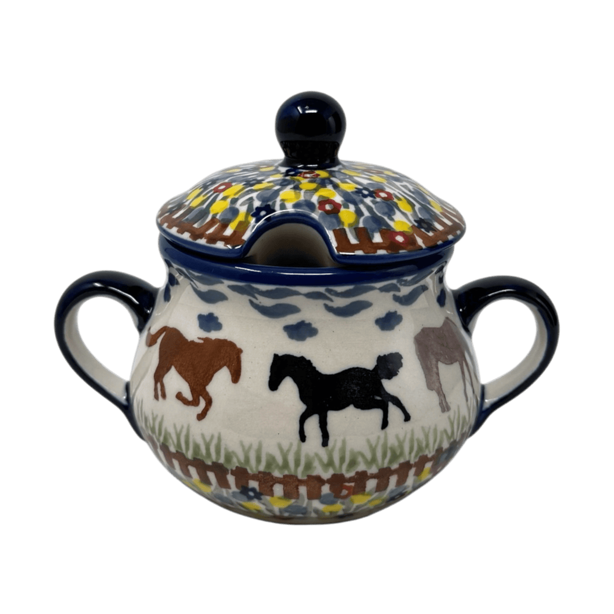 Bowl, Round, Sugar Bowl, 3.5" in "Wild Horses" by Manufaktura | C015S-INK1