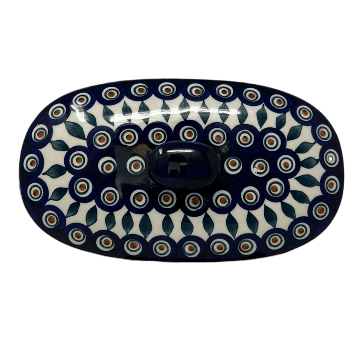 Baker, Oval, Lid, Handles, Small 11" x 5.5" in "Peacock" by Manufaktura | C021T-54