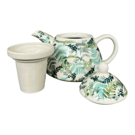 Tea Infuser Teapot, 38 oz in "Scattered Ferns" by Manufaktura | C028S-GZ39
