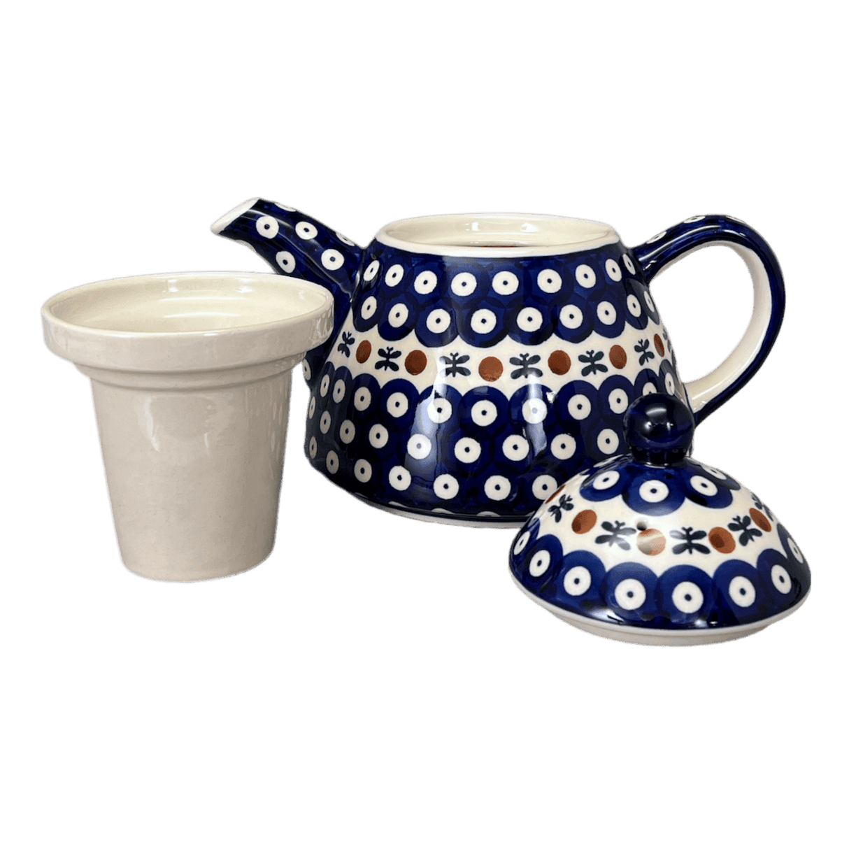 Tea Infuser Teapot, 38 oz in "Blue Butterfly" by Manufaktura | C028U-AS58