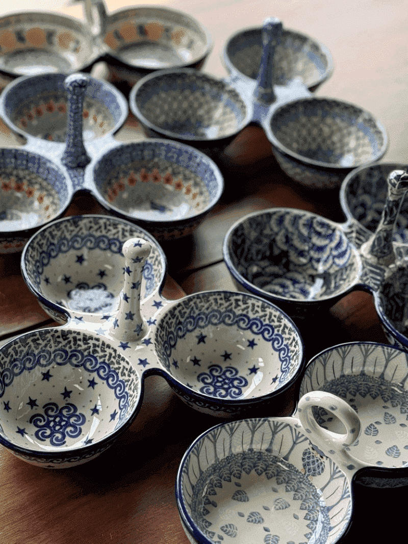 Bowl, Round, 3-Bowl, Divided Server in "Butterfly Parade" by Ceramika Artystyczna | AB34-U1493