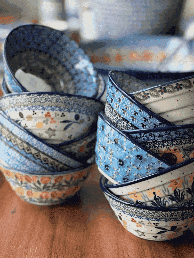 Bowl, Round, Ridged, 5.5" in "Aztec Blues" by Ceramika Artystyczna | A696-U4428