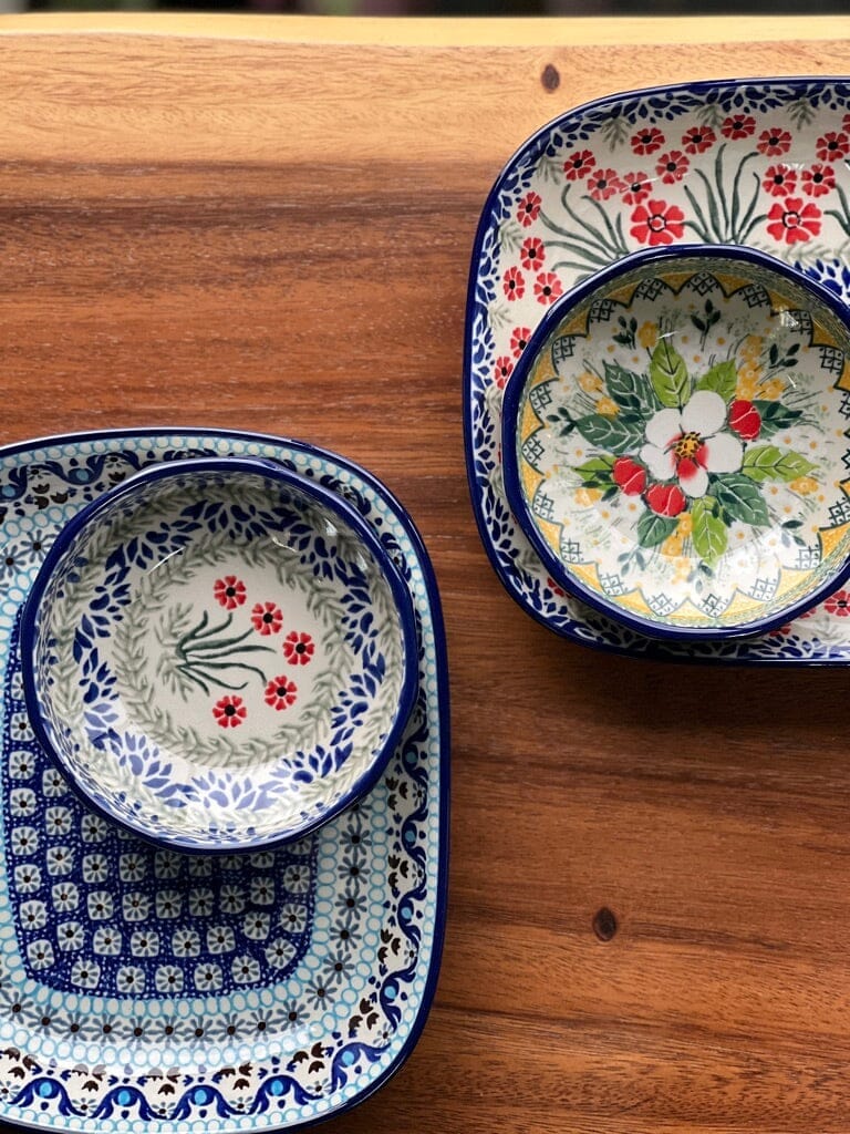 Bowl, Multiangular, 5" in "Camellias" by Ceramika Artystyczna | A221-U4812