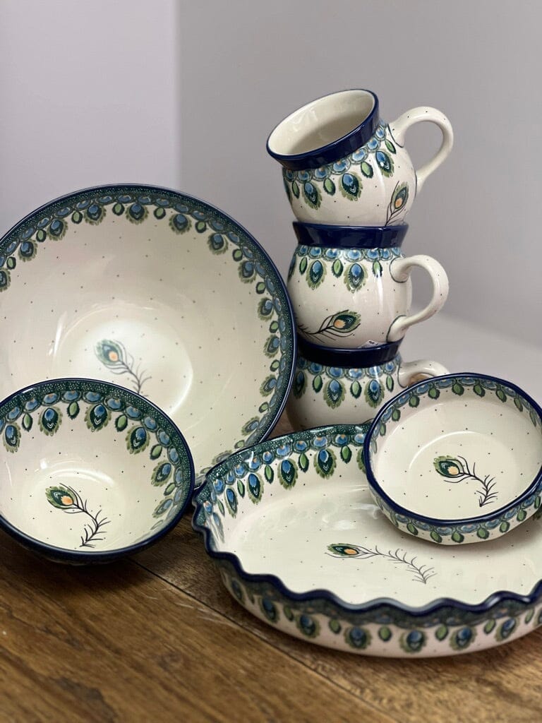 Bowl, Multiangular, 5" in "Peacock Plume" by Ceramika Artystyczna | A221-2218X