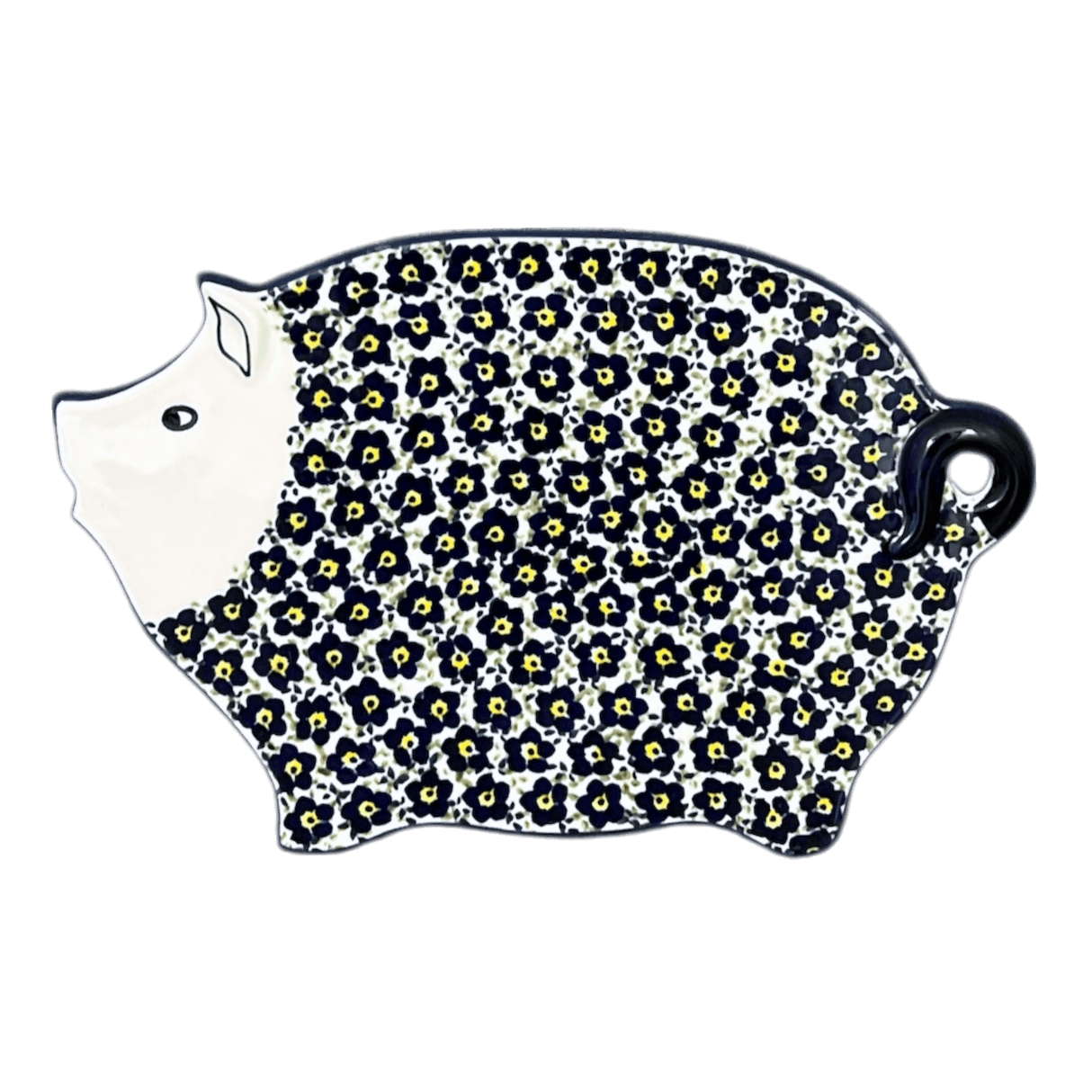Cutting Board, Piggy, 10.5" x 6.5" in "Floral Revival Blue" by Manufaktura | D007U-MKOB