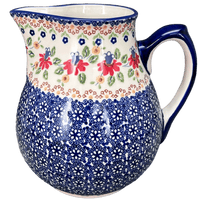 A picture of a Polish Pottery 3 Liter Pitcher (Mediterranean Blossoms) | D028S-P274 as shown at PolishPotteryOutlet.com/products/3-liter-pitcher-mediterranean-blossoms-d028s-p274