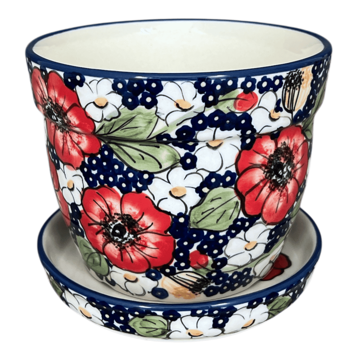 Flower Pot, with Saucer, 6" in "Poppies & Posies" by Manufaktura | D036S-IM02