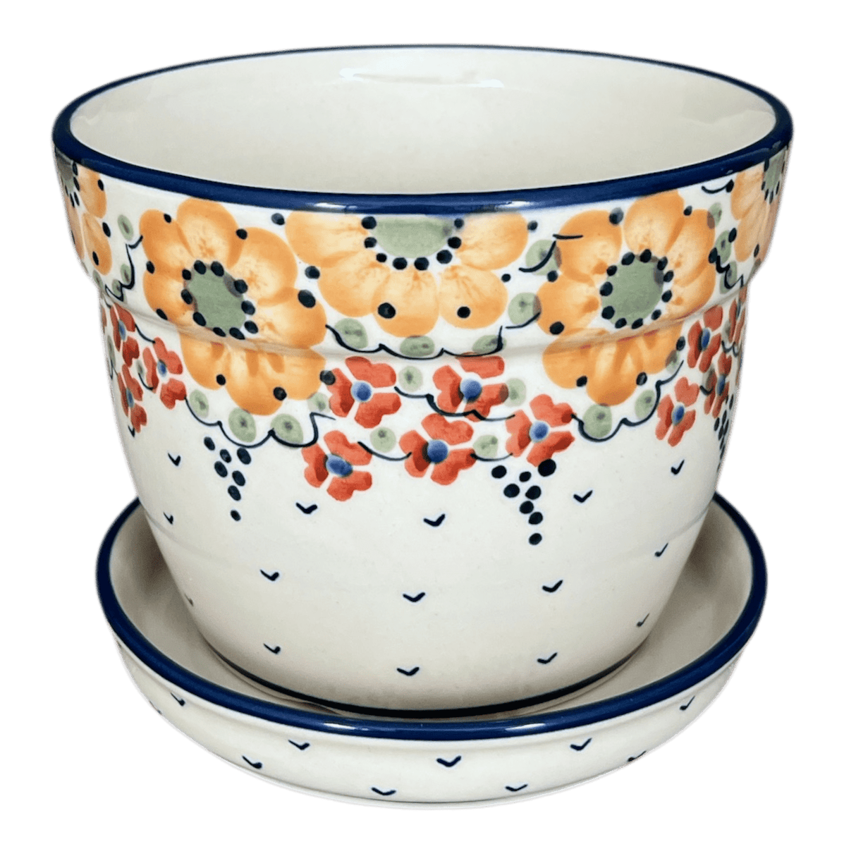 Flower Pot, with Saucer, 6" in "Autumn Harvest" by Manufaktura | D036S-LB