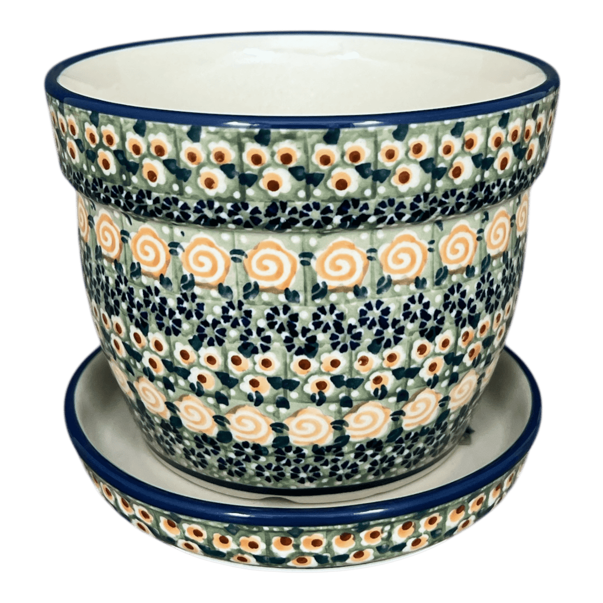 Flower Pot, with Saucer, 6" in "Perennial Garden" by Manufaktura | D036S-LM