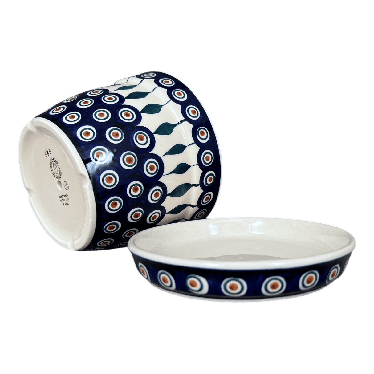 Flower Pot, with Saucer, 6" in "Peacock" by Manufaktura | D036T-54