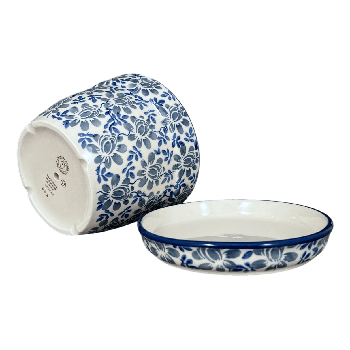 Flower Pot, with Saucer, 6" in "English Blue" by Manufaktura | D036U-AS53