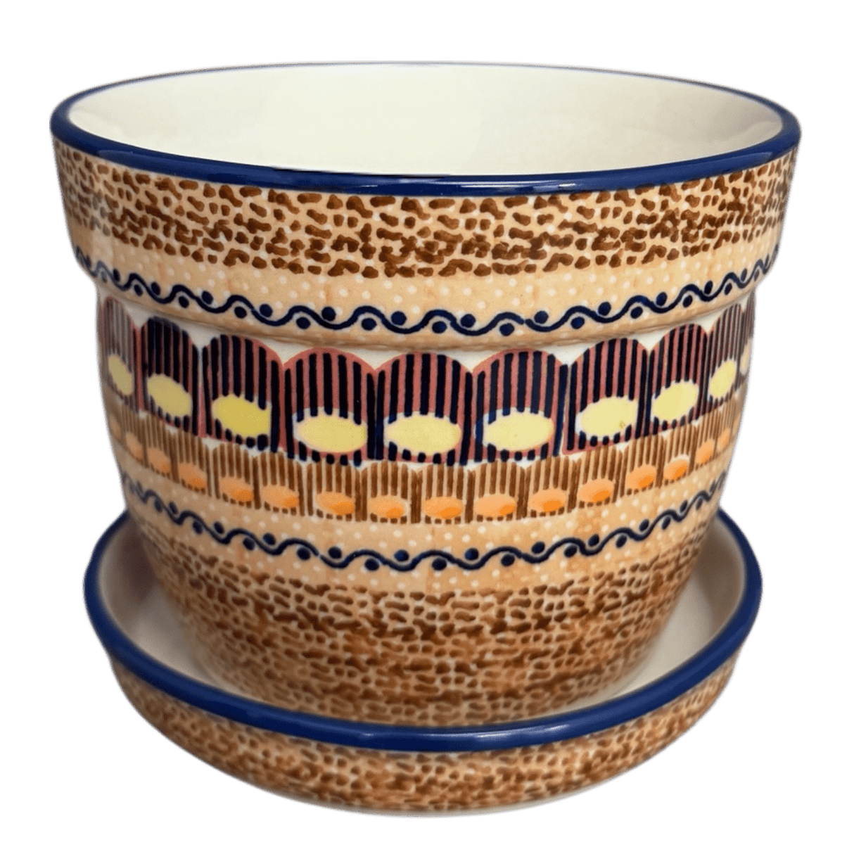 Flower Pot, with Saucer, 6" in "Desert Sunrise" by Manufaktura | D036U-KLJ