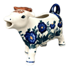 Polish Pottery Cow Creamer (Bouncing Blue Blossoms) | D081U-IM03 at PolishPotteryOutlet.com