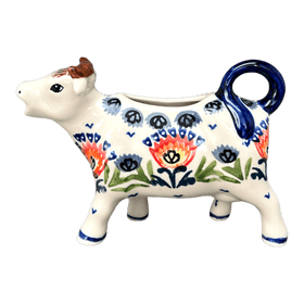 Polish Pottery Cow Creamer (Floral Fans) | D081S-P314 Additional Image at PolishPotteryOutlet.com
