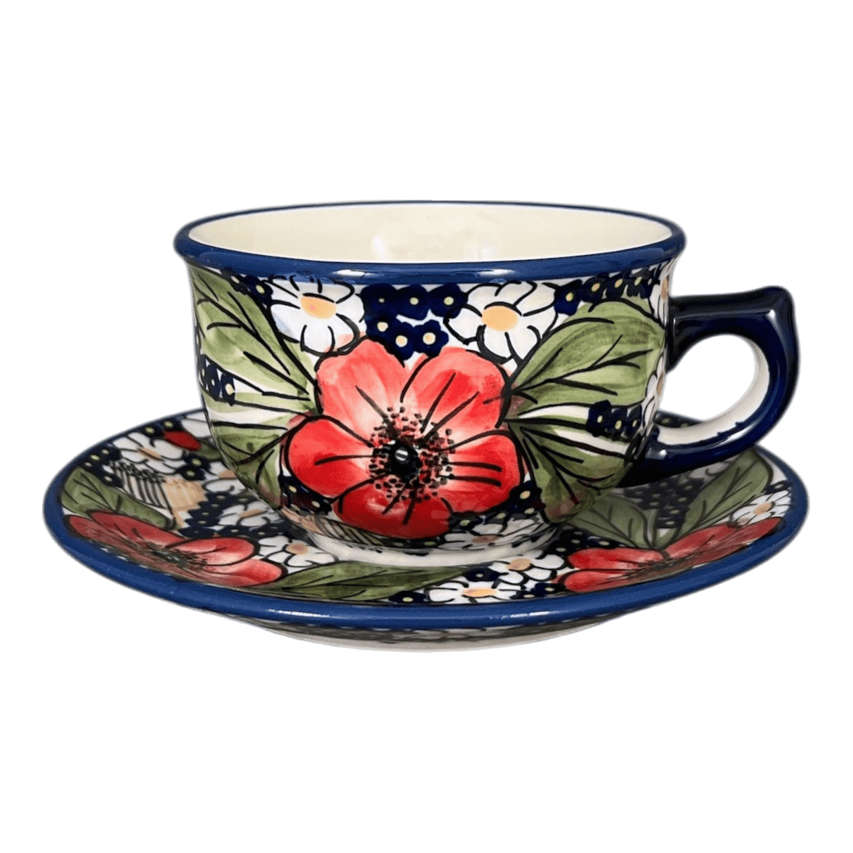Cup & Saucer, 10 oz Canadian in "Poppies & Posies" by Manufaktura | F036S-IM02