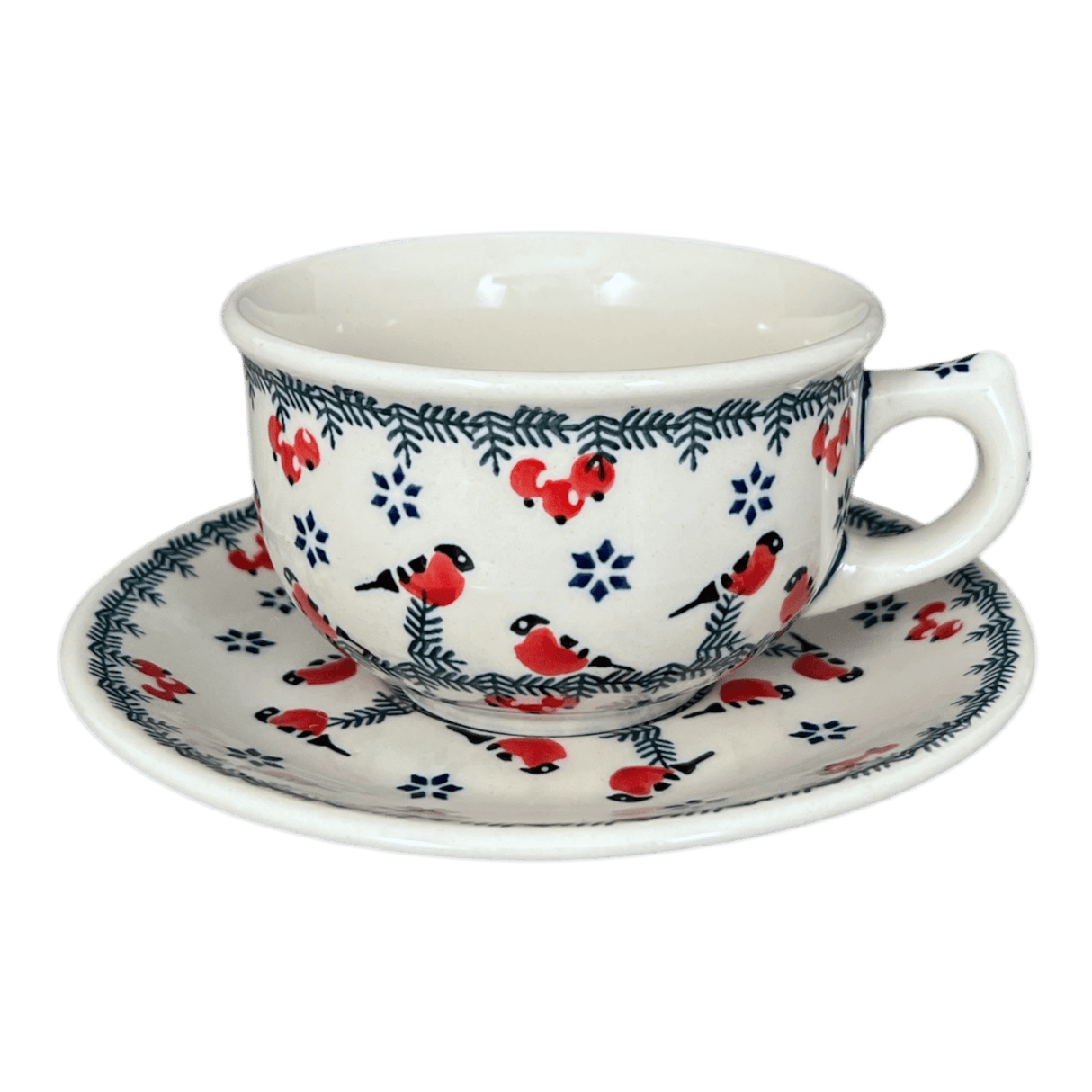 Cup & Saucer, 10 oz Canadian in "Red Bird" by Manufaktura | F036T-GILE