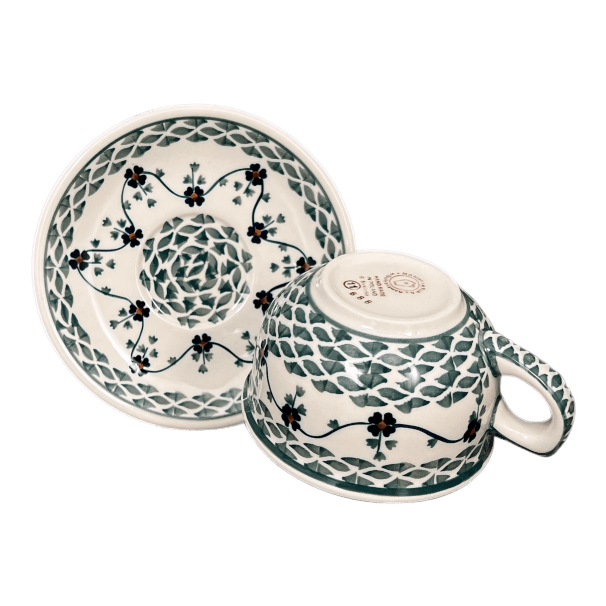 Cup & Saucer, 10 oz Canadian in "Woven Pansies" by Manufaktura | F036T-RV