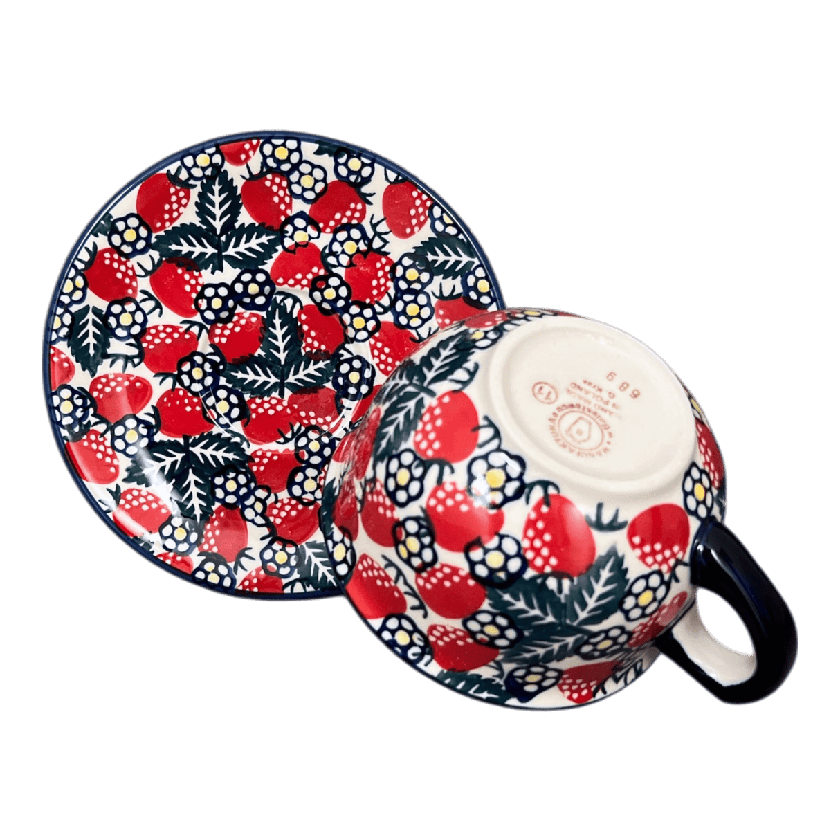 Cup & Saucer, 10 oz Canadian in "Strawberry Fields" by Manufaktura | F036U-AS59