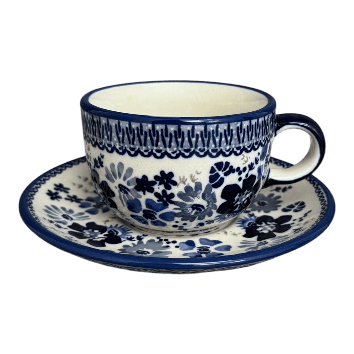 Cup & Saucer, 7 oz in "Blue Life" by Manufaktura | F043S-EO39