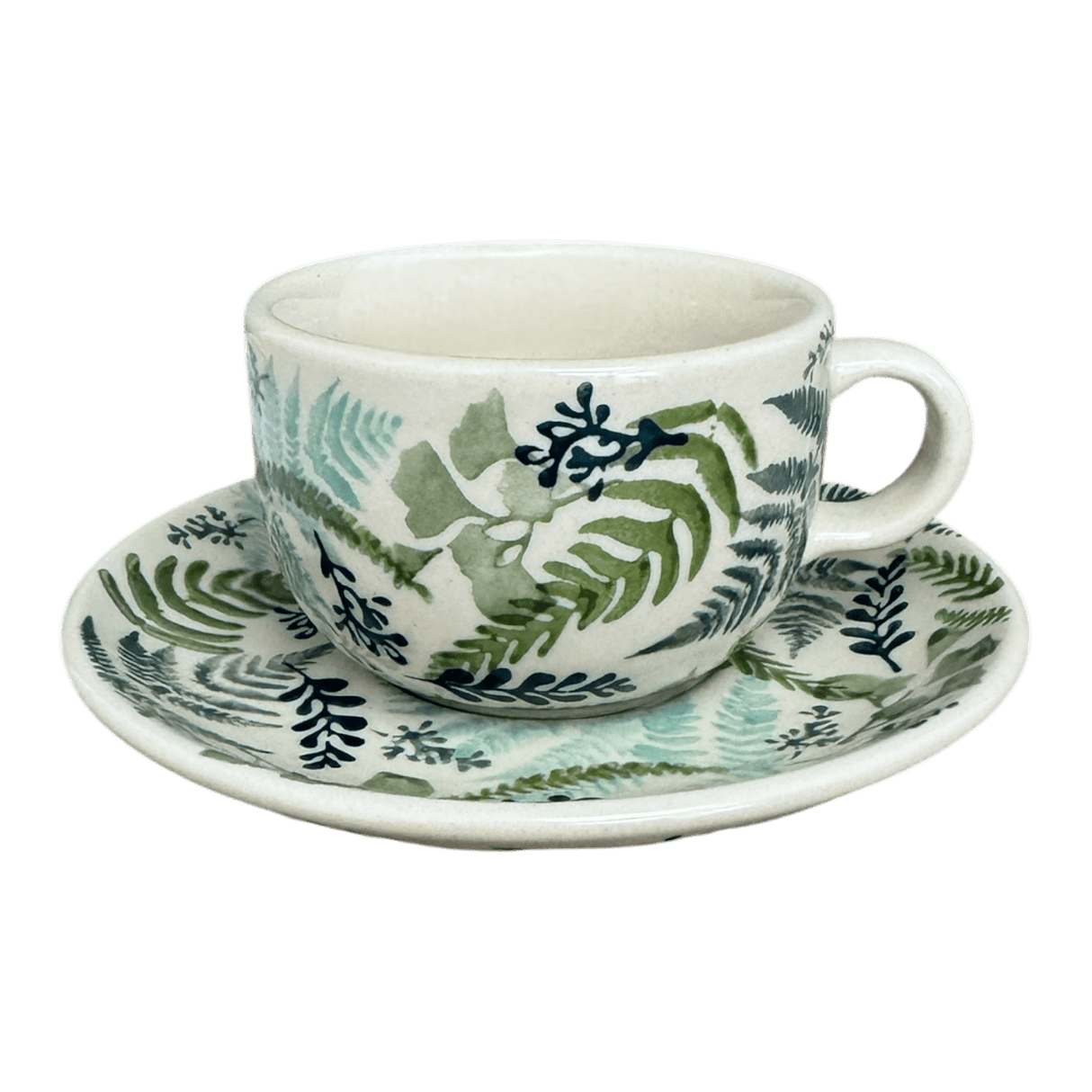 Cup & Saucer, 7 oz in "Scattered Ferns" by Manufaktura | F043S-GZ39