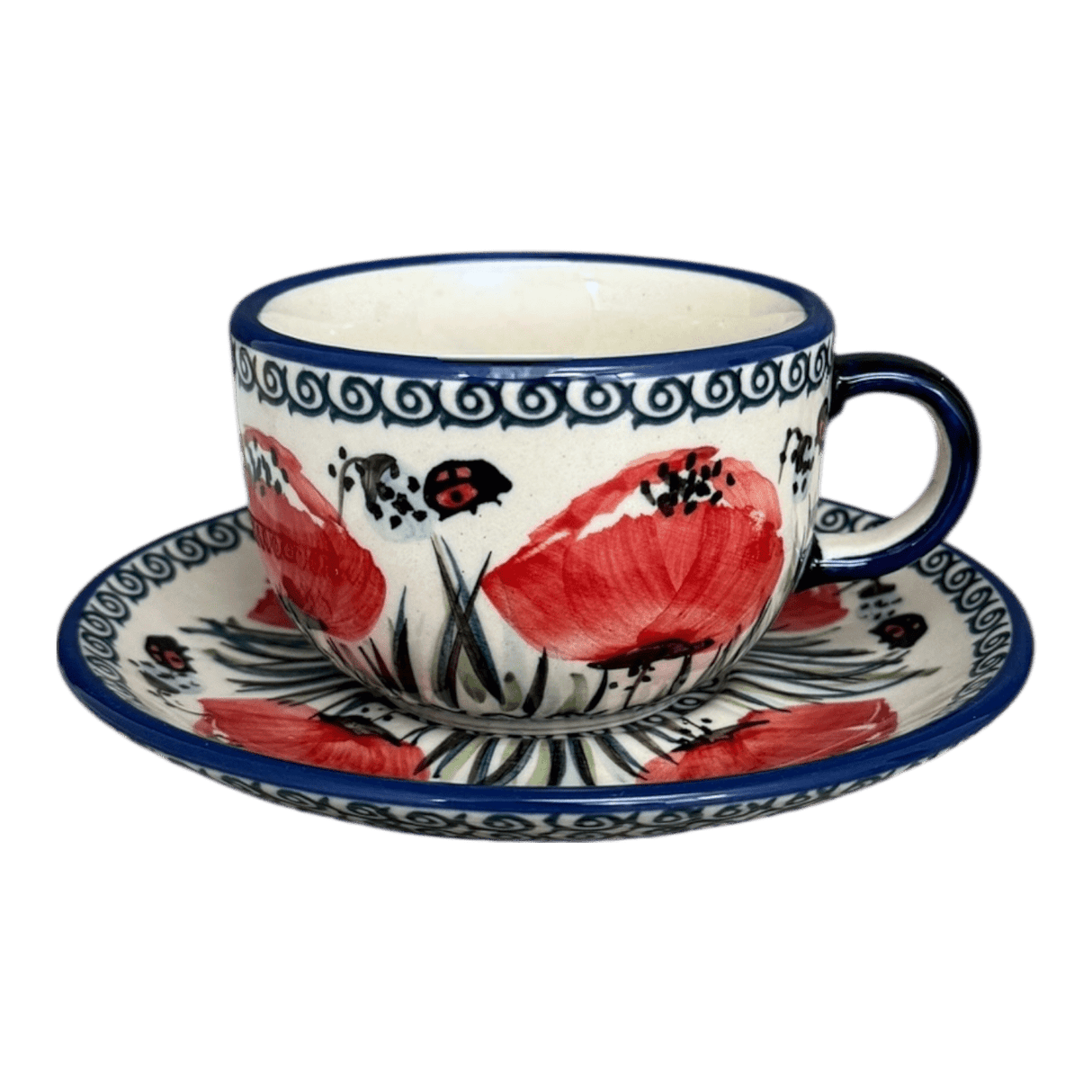 Cup & Saucer, 7 oz in "Poppy Paradise" by Manufaktura | F043S-PD01