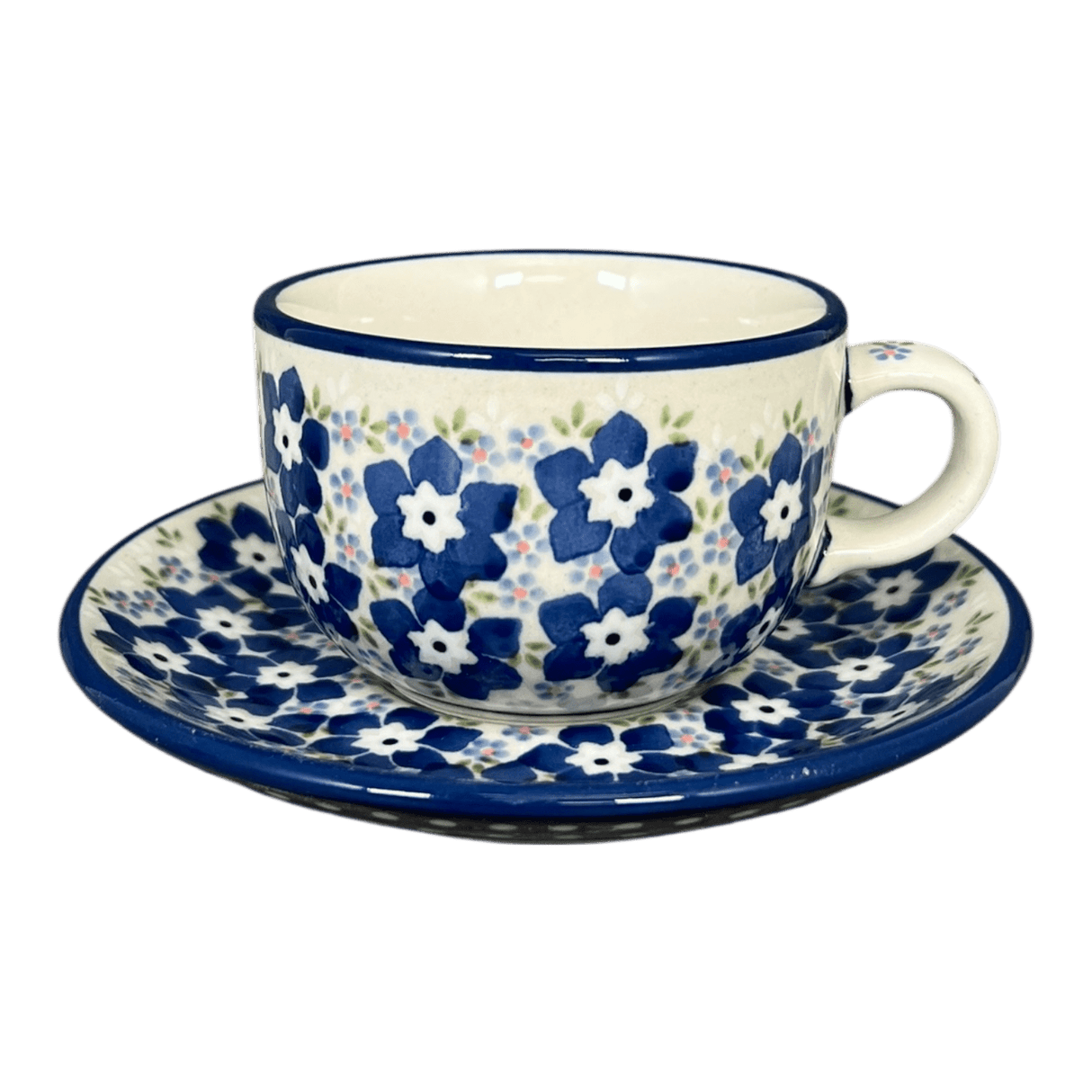 Cup & Saucer, 7 oz in "Forget Me Not Bouquet" by Manufaktura | F043S-PS28