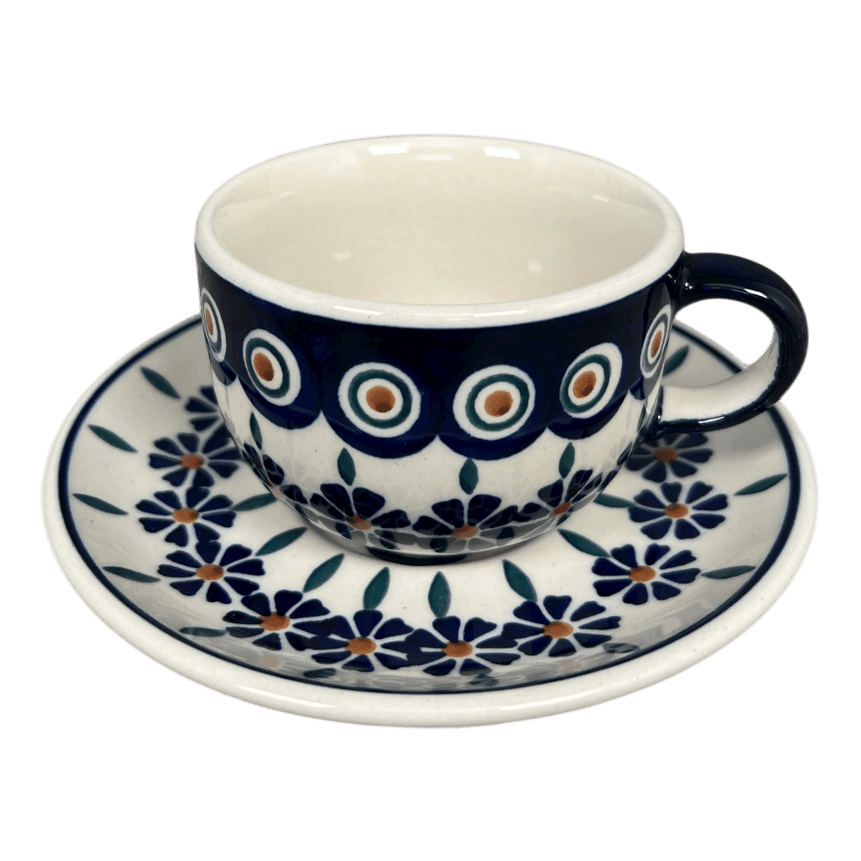 Cup & Saucer, 7 oz in "Floral Peacock" by Manufaktura | F043T-54KK