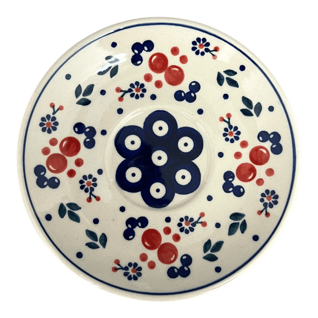 Cup & Saucer, 7 oz in "Berry Dot" by Manufaktura | F043T-BL04