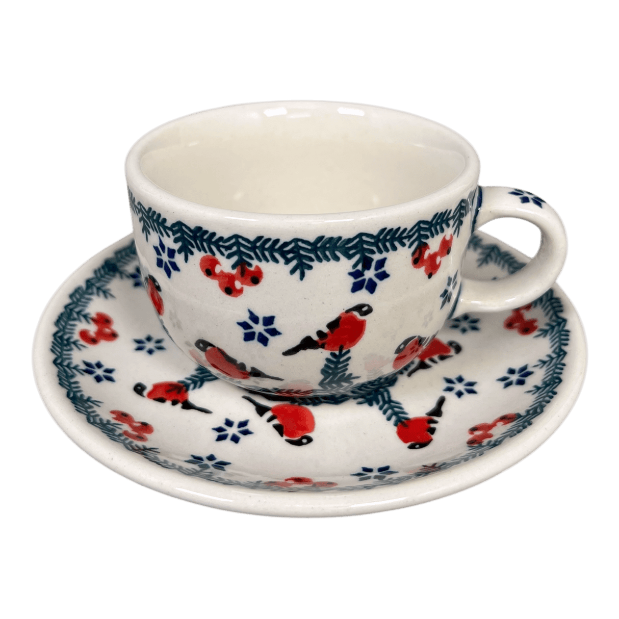 Cup & Saucer, 7 oz in "Red Bird" by Manufaktura | F043T-GILE