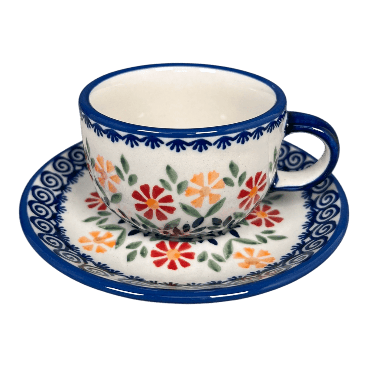 Cup & Saucer, 7 oz in "Flower Power" by Manufaktura | F043T-JS14