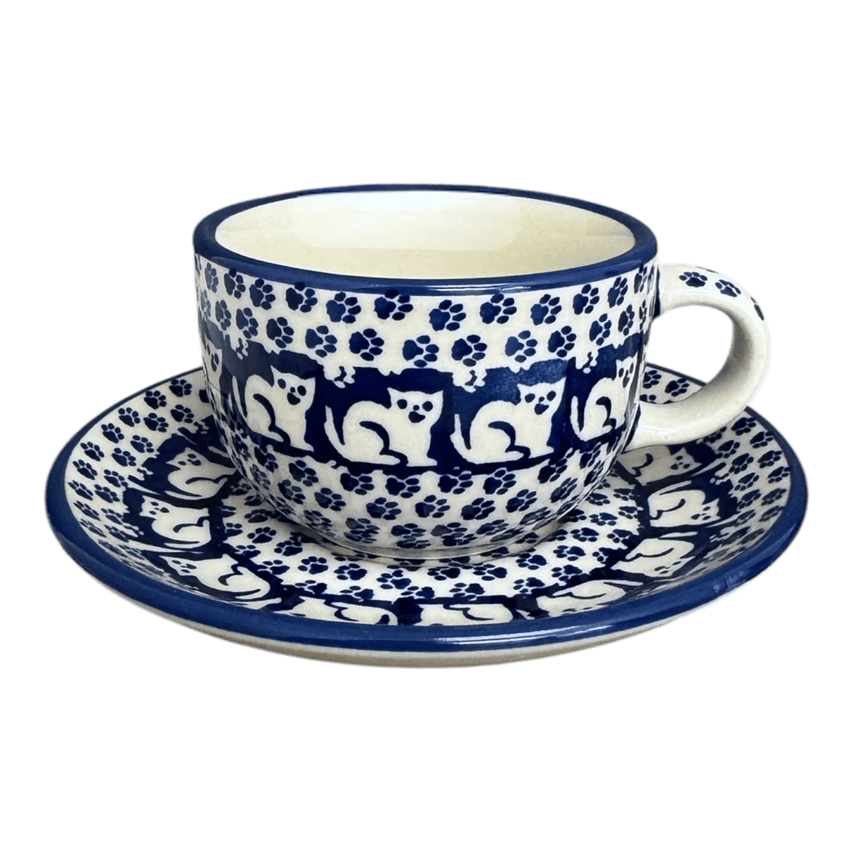 Cup & Saucer, 7 oz in "Kitty Cat Path" by Manufaktura | F043T-KOT6