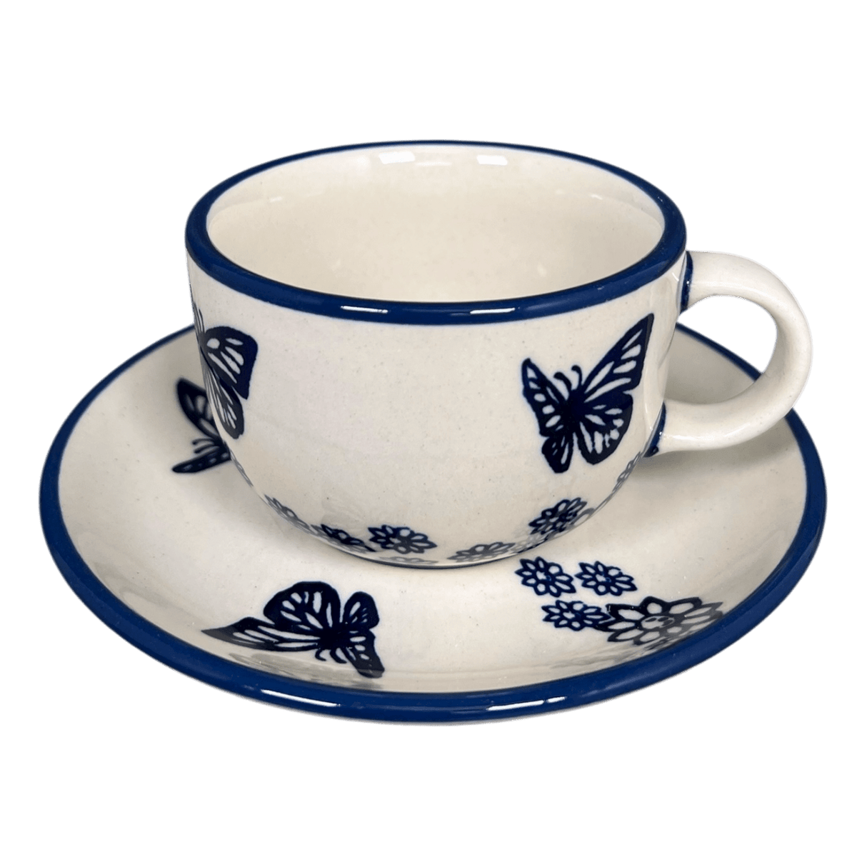 Cup & Saucer, 7 oz in "Butterfly Garden" by Manufaktura | F043T-MOT1