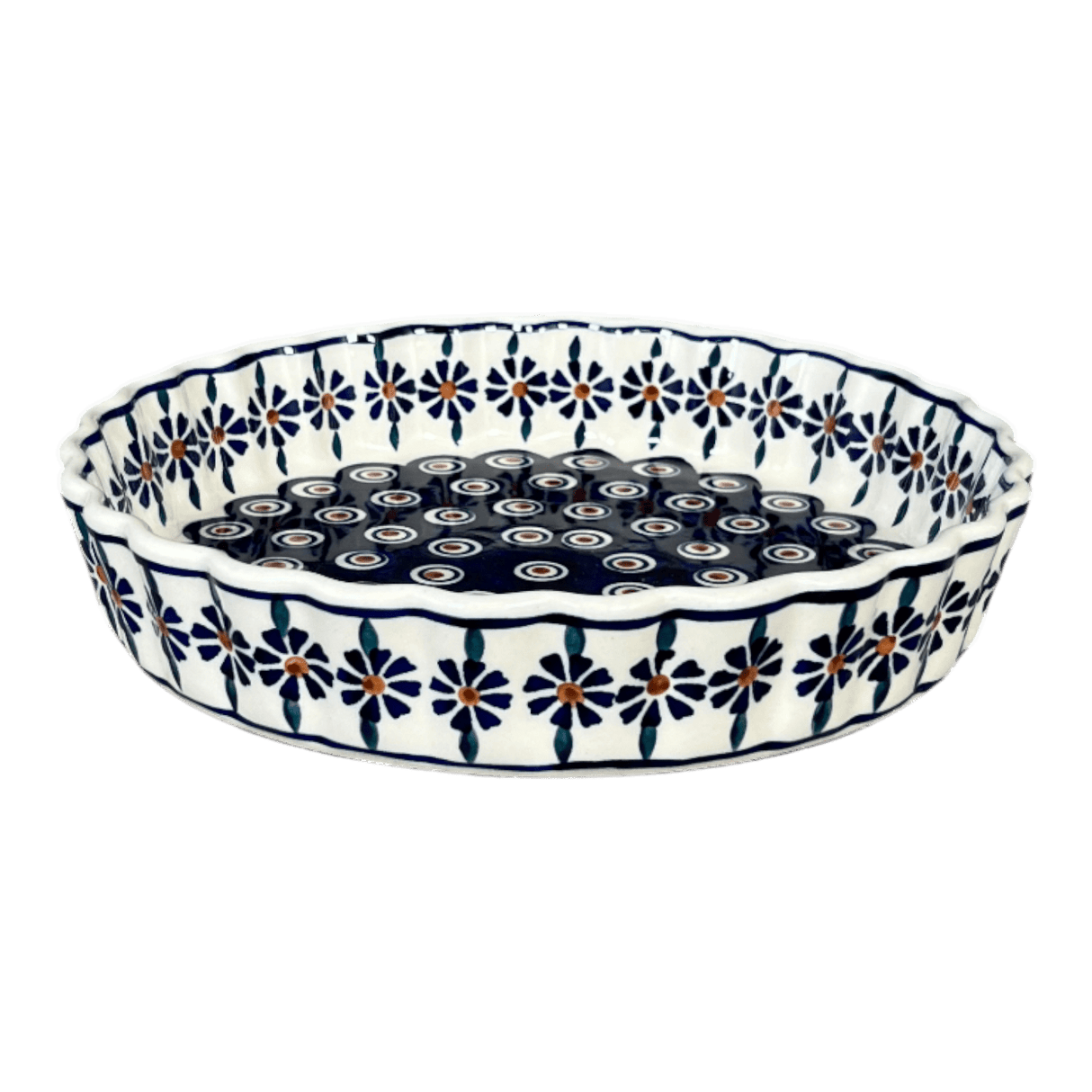 Quiche Dish, Medium 9" in "Floral Peacock" by Manufaktura | F048T-54KK