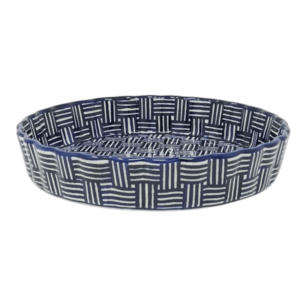 Quiche Dish, Medium 9" in "Blue Basket Weave" by Manufaktura | F048U-32