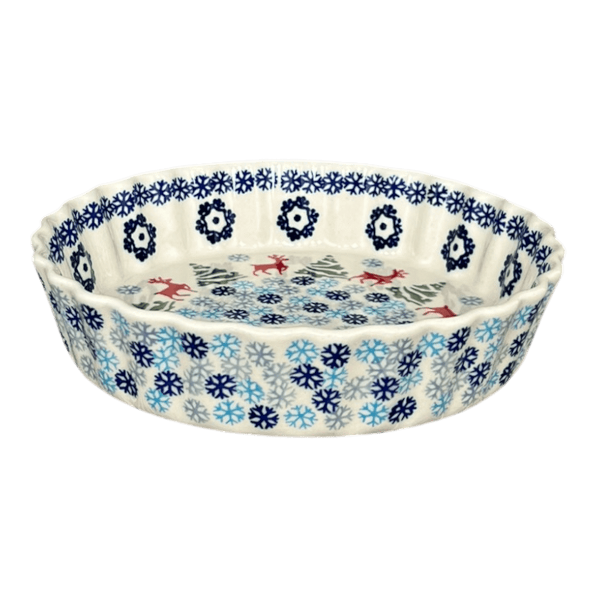 Quiche Dish, Round, 7.5" Small in "Reindeer Games" by Manufaktura | F055T-BL07