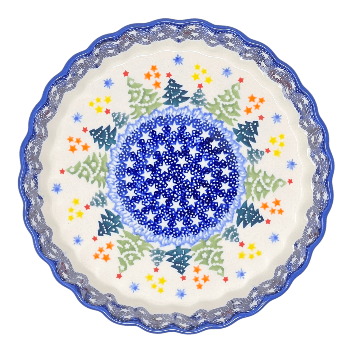 Quiche Dish, Round, 7.5" Small in "Festive Forest" by Manufaktura | F055U-INS6