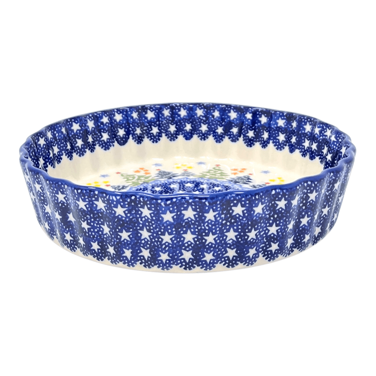 Quiche Dish, Round, 7.5" Small in "Festive Forest" by Manufaktura | F055U-INS6
