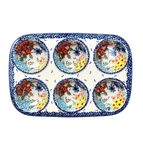 Polish Pottery Muffin Pan (Brilliant Garden) | F093S-DPLW Additional Image at PolishPotteryOutlet.com