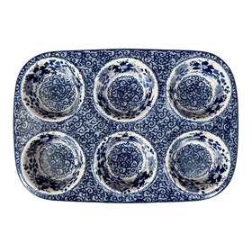 Polish Pottery Muffin Pan (Blue Life) | F093S-EO39 Additional Image at PolishPotteryOutlet.com