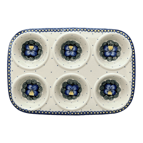 Polish Pottery Muffin Pan (Pansies) | F093S-JZB Additional Image at PolishPotteryOutlet.com