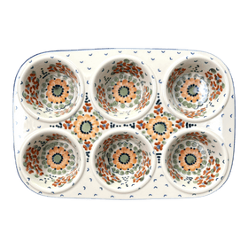 Polish Pottery Muffin Pan (Autumn Harvest) | F093S-LB Additional Image at PolishPotteryOutlet.com