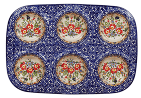 Polish Pottery Muffin Pan (Poppy Persuasion) | F093S-P265 Additional Image at PolishPotteryOutlet.com