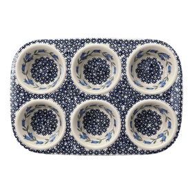 Polish Pottery Muffin Pan (Lily of the Valley) | F093T-ASD Additional Image at PolishPotteryOutlet.com
