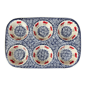 Polish Pottery Muffin Pan (Poppy Garden) | F093T-EJ01 Additional Image at PolishPotteryOutlet.com